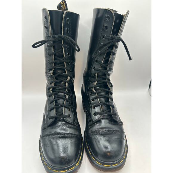 Vintage Dr Martens 1420 14 Eye black leather Combat boots England m 7 W 8 - Picture 3 of 9